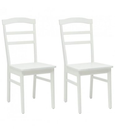 vidaXL Dining Chair 2 pcs White Solid Rubber Wood