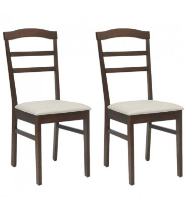 vidaXL Dining Chair 2 pcs Light Brown and Light Solid Rubber Wood
