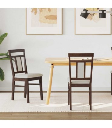 vidaXL Dining Chair 2 pcs Light Brown and Light Solid Rubber Wood — V0672004471
