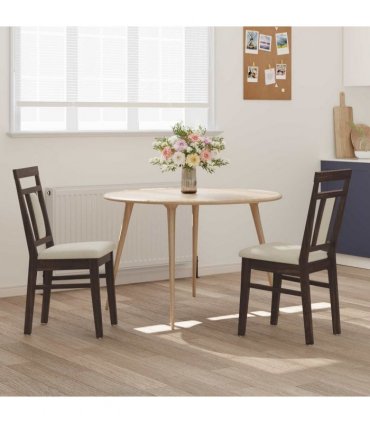 vidaXL Dining Chair 2 pcs Light Brown and Light Solid Rubber Wood — V0672004471