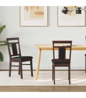 vidaXL Dining Chair 2 pcs Light Brown and Black Solid Rubber Wood — V0672004472