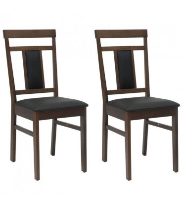 vidaXL Dining Chair 2 pcs Light Brown and Black Solid Rubber Wood — V0672004472
