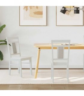 vidaXL Dining Chair 2 pcs White Solid Rubber Wood — V0672004475