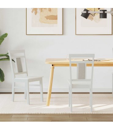 vidaXL Dining Chair 2 pcs White Solid Rubber Wood — V0672004475