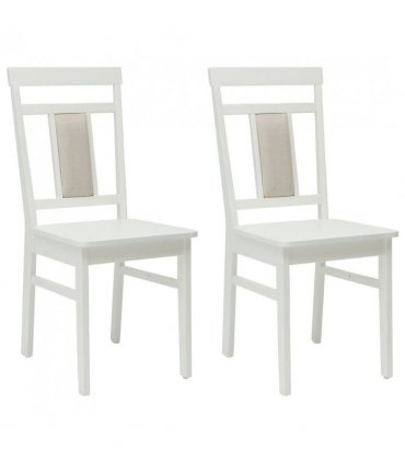 vidaXL Dining Chair 2 pcs White Solid Rubber Wood — V0672004475