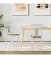 vidaXL Dining Chair 2 pcs White and Natural Solid Rubber Wood — V0672004476