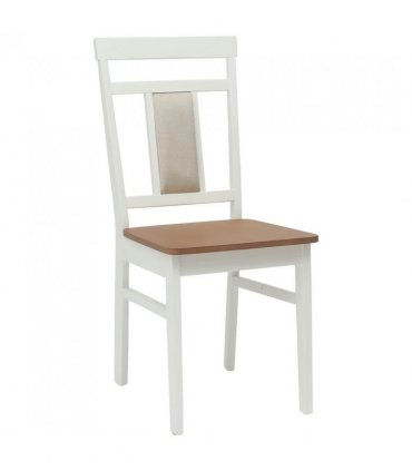 vidaXL Dining Chair 2 pcs White and Natural Solid Rubber Wood — V0672004476