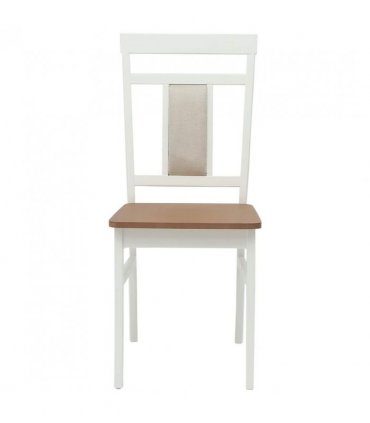 vidaXL Dining Chair 2 pcs White and Natural Solid Rubber Wood — V0672004476