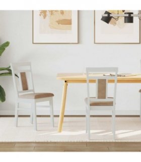 vidaXL Dining Chair 2 pcs White and Brown Solid Rubber Wood — V0672004477