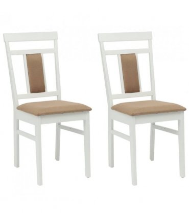 vidaXL Dining Chair 2 pcs White and Brown Solid Rubber Wood — V0672004477