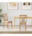 vidaXL Dining Chair 2 pcs Natural and Light Solid Rubber Wood — Colour: Natural and white — V0672004478