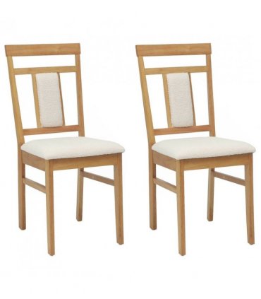 vidaXL Dining Chair 2 pcs Natural and Light Solid Rubber Wood — Colour: Natural and white — V0672004478