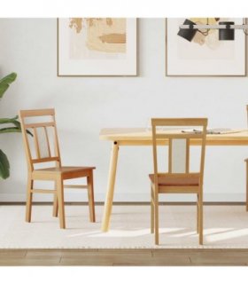 vidaXL Dining Chair 2 pcs Natural Solid Rubber Wood — V0672004479