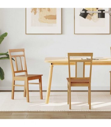 vidaXL Dining Chair 2 pcs Natural Solid Rubber Wood — V0672004479