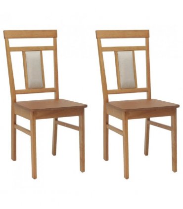 vidaXL Dining Chair 2 pcs Natural Solid Rubber Wood — V0672004479