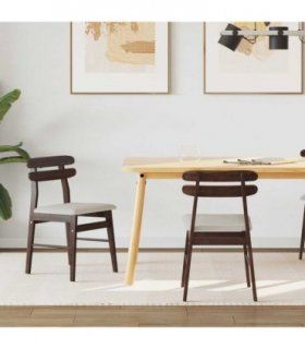 vidaXL Dining Chair 2 pcs Light Brown and Light Solid Rubber Wood — V0672004480