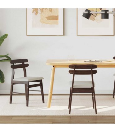 vidaXL Dining Chair 2 pcs Light Brown and Light Solid Rubber Wood — V0672004480