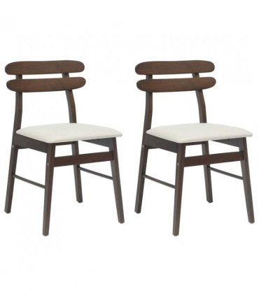 vidaXL Dining Chair 2 pcs Light Brown and Light Solid Rubber Wood — V0672004480