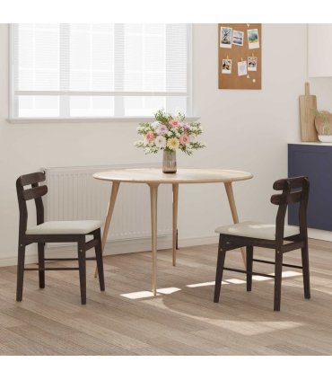 vidaXL Dining Chair 2 pcs Light Brown and Light Solid Rubber Wood — V0672004480