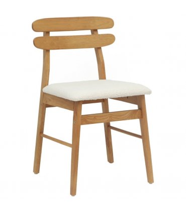 vidaXL Dining Chair 2 pcs Natural and Light Solid Rubber Wood — Colour: Natural and white — V0672004481