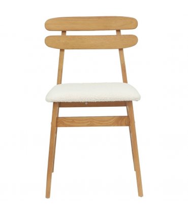 vidaXL Dining Chair 2 pcs Natural and Light Solid Rubber Wood — Colour: Natural and white — V0672004481