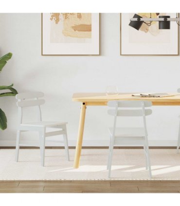 vidaXL Dining Chair 2 pcs White Solid Rubber Wood — V0672004482