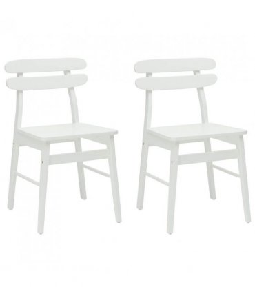 vidaXL Dining Chair 2 pcs White Solid Rubber Wood — V0672004482