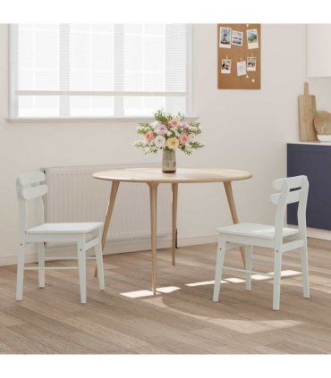 vidaXL Dining Chair 2 pcs White Solid Rubber Wood — V0672004482