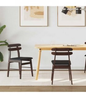 vidaXL Dining Chair 2 pcs Light Brown and Black Solid Rubber Wood — V0672004483