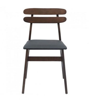 vidaXL Dining Chair 2 pcs Light Brown and Black Solid Rubber Wood — V0672004483