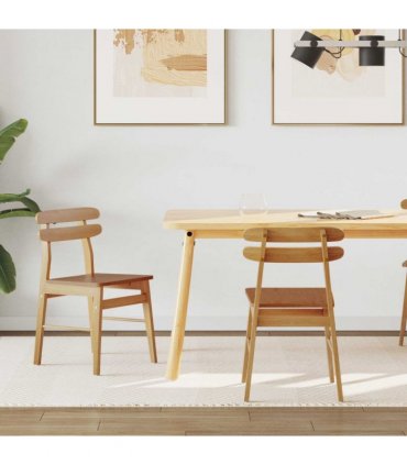 vidaXL Dining Chair 2 pcs Natural Solid Rubber Wood — V0672004484