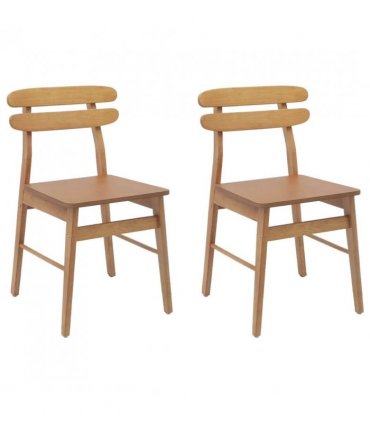 vidaXL Dining Chair 2 pcs Natural Solid Rubber Wood — V0672004484