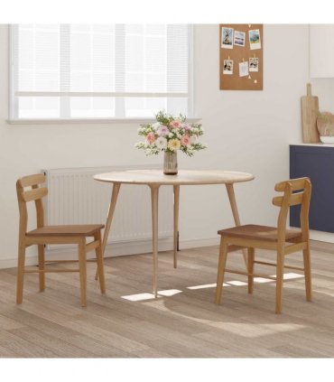vidaXL Dining Chair 2 pcs Natural Solid Rubber Wood — V0672004484