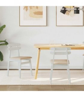 vidaXL Dining Chair 2 pcs White and Brown Solid Rubber Wood — V0672004485