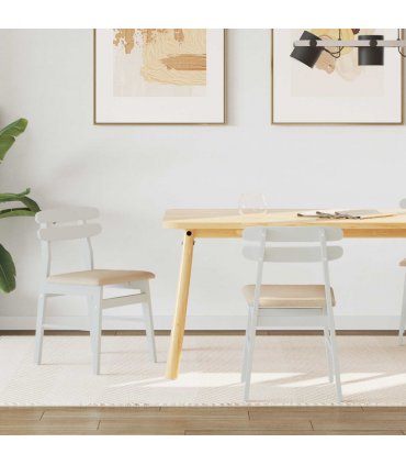 vidaXL Dining Chair 2 pcs White and Brown Solid Rubber Wood — V0672004485