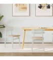 vidaXL Dining Chair 2 pcs White and Brown Solid Rubber Wood — V0672004485