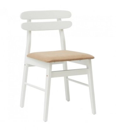 vidaXL Dining Chair 2 pcs White and Brown Solid Rubber Wood — V0672004485