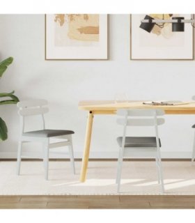 vidaXL Dining Chair 2 pcs White and Grey Solid Rubber Wood — V0672004486