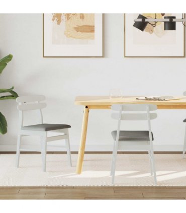 vidaXL Dining Chair 2 pcs White and Grey Solid Rubber Wood — V0672004486