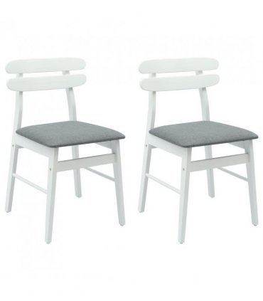 vidaXL Dining Chair 2 pcs White and Grey Solid Rubber Wood — V0672004486