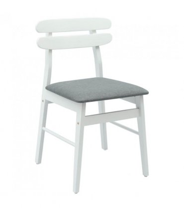 vidaXL Dining Chair 2 pcs White and Grey Solid Rubber Wood — V0672004486