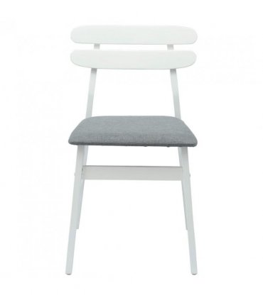 vidaXL Dining Chair 2 pcs White and Grey Solid Rubber Wood — V0672004486