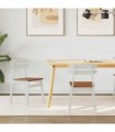 vidaXL Dining Chair 2 pcs White and Natural Solid Rubber Wood — V0672004487