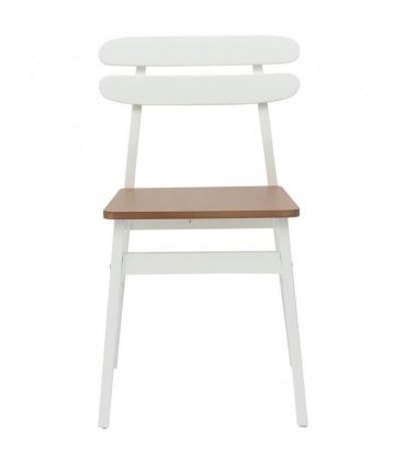 vidaXL Dining Chair 2 pcs White and Natural Solid Rubber Wood — V0672004487