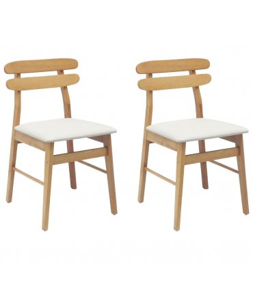 vidaXL Dining Chair 2 pcs Natural and Light Solid Rubber Wood — V0672004488