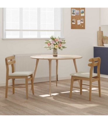 vidaXL Dining Chair 2 pcs Natural and Light Solid Rubber Wood — V0672004488