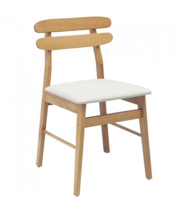 vidaXL Dining Chair 2 pcs Natural and Light Solid Rubber Wood — V0672004488