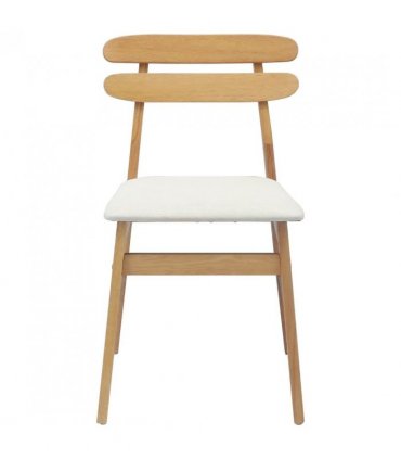 vidaXL Dining Chair 2 pcs Natural and Light Solid Rubber Wood — V0672004488