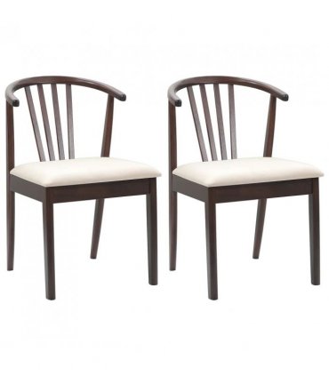 vidaXL Dining Chair 2 pcs Light Brown and Light Solid Rubberwood