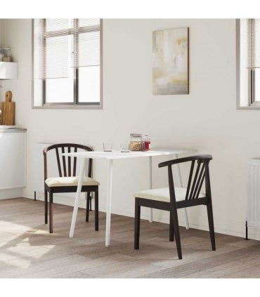 vidaXL Dining Chair 2 pcs Light Brown and Light Solid Rubberwood